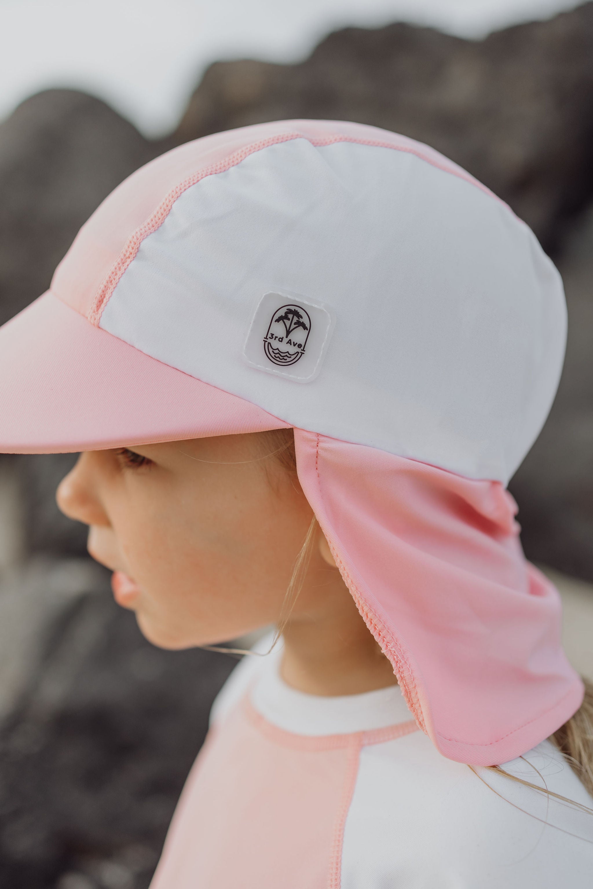 Kids 3rd Ave Logo Rashie & hat set Pink