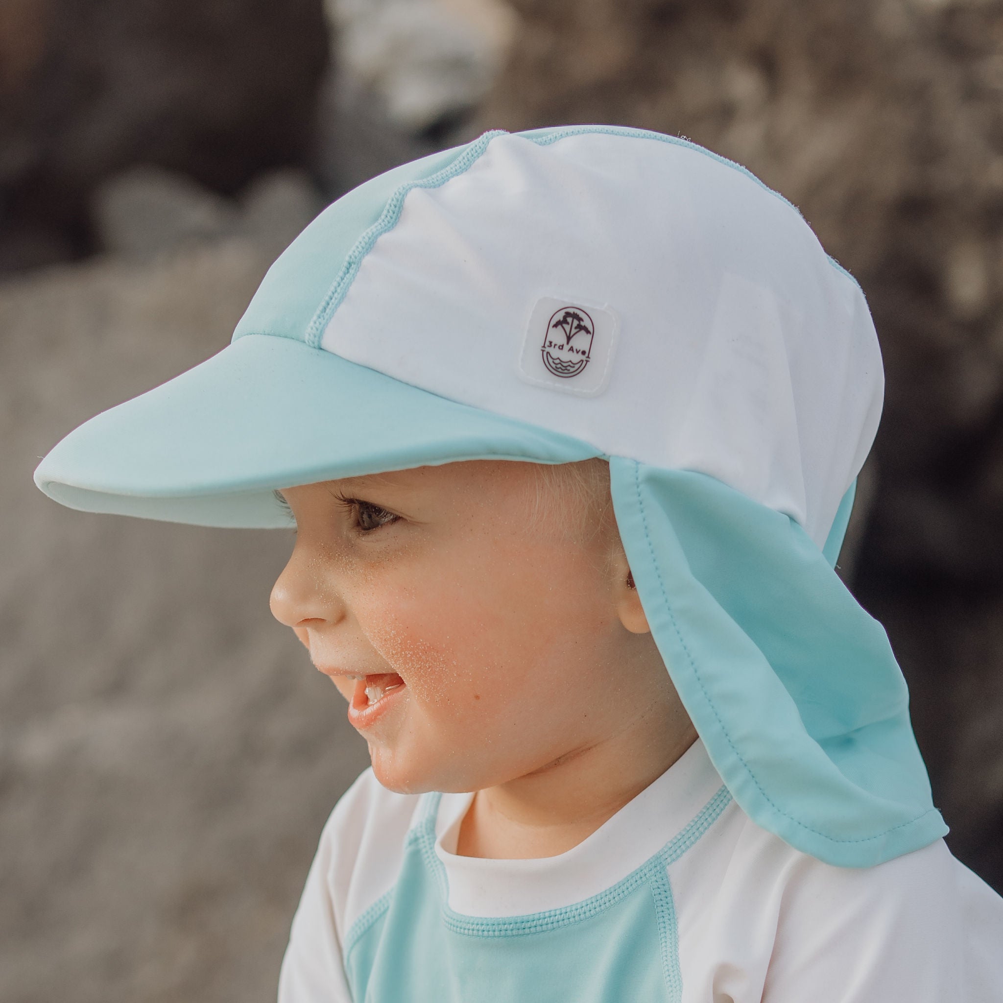 Kids 3rd Ave Logo Rashie & hat set Aqua